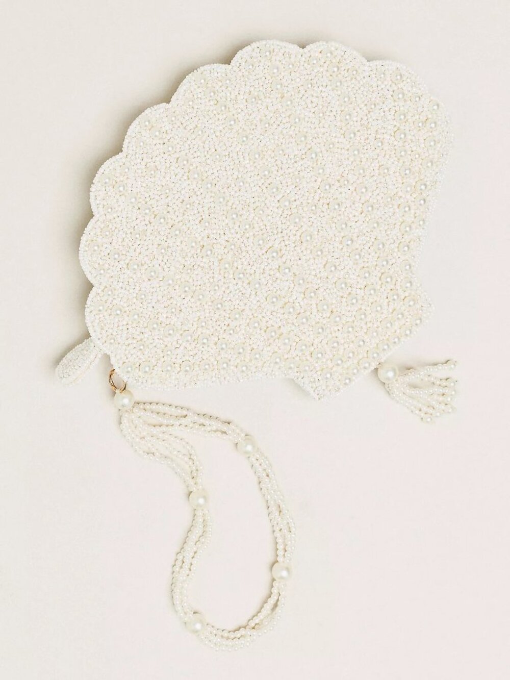 Anthropologie Beaded Shell Crossbody Icon Bag | White | New With Tags - Picture 1 of 3